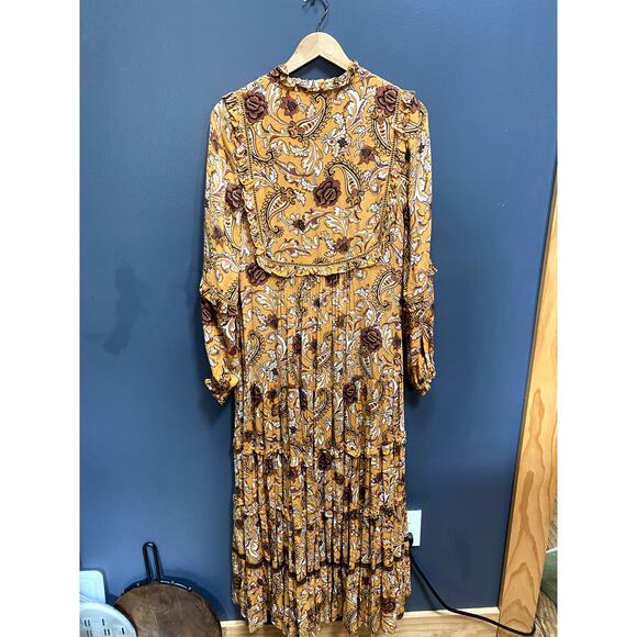 Spell & the Gypsy Co Etienne Golden yellow Floral Long Sleeve Maxi Dress - Picture 5 of 5